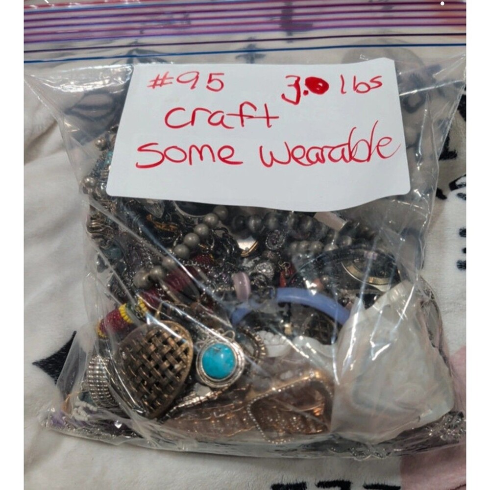 3 LBS Mixed Junk Drawer Jewelry Lot Crafting Repurpose Upcycle Beads Wearable